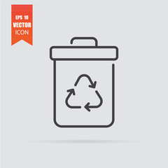 Recycling icon in flat style isolated on grey background.