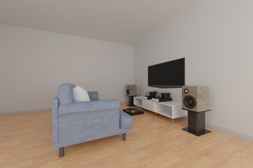 Music room design interior 3d rendering
