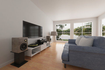 Music room design interior 3d rendering
