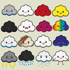 Cute Happy Cloud with Rain Drops, Print or Icon Vector Illustration