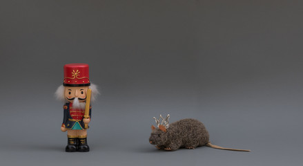 christmas nutcracker on gray background