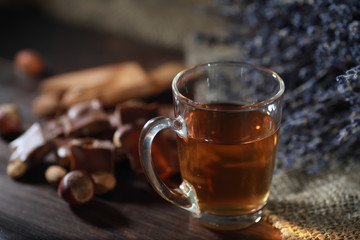 Brewed tea on a serving table