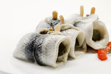Rollmops on a white background