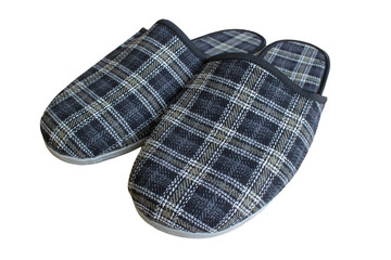 slippers for men,Pair of male house slippers isolated on white background