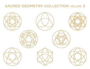 Sacred Geometry Vector Collection - Golden isolated on white