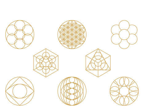 Sacred Geometry Vector Collection - Golden isolated on white