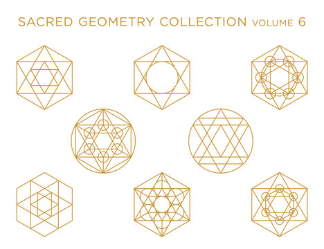 Sacred Geometry Vector Collection - Golden isolated on white