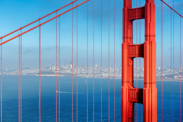 San Francisco view from Golden Gate Bridge, California.