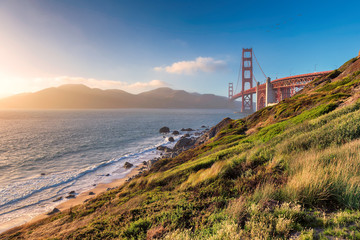 Fototapeta na wymiar California coast - Golden Gate Bridge at sunset, San Francisco, California.