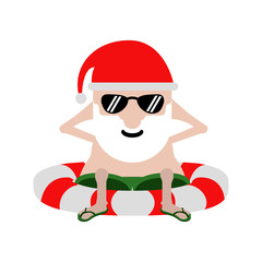 Summer santa claus on a lifesaver. Vector illustration design