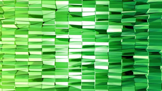 Seamless 3d geometric background in modern geometric style low poly with bright gradient colors. 4k clean green low poly 3d animation in loop. fluttering flat surface 2