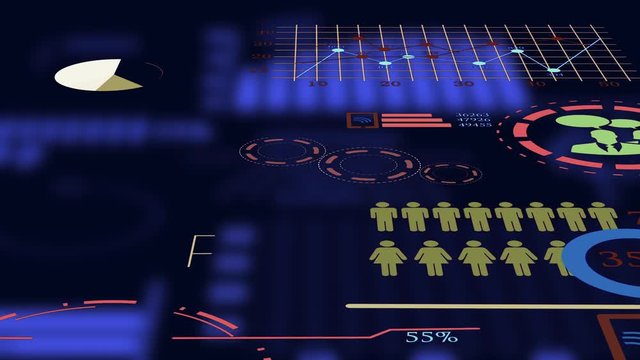 Digital animated statistics of international corporate business