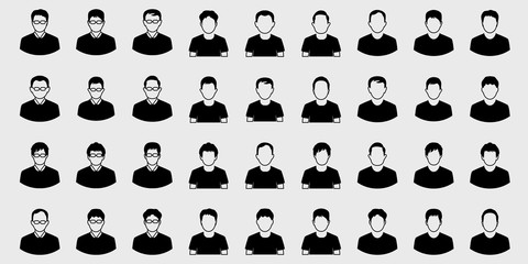 people man icons vector set on gray background