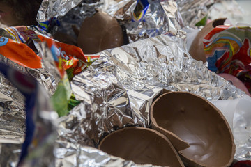 image of open chocolate easter eggs on the table