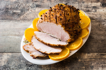 Tradicional homemade honey Glazed Ham for holidays