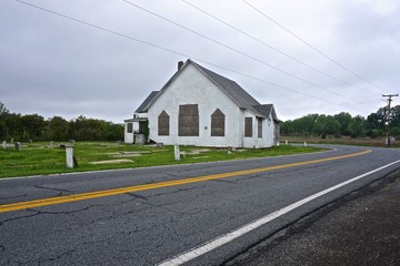 John Wesley United Methodist Church and graveyard on Deal Island, Maryland. The church was once a cornerstone of the African American community on the island.
