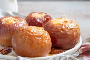 Baked apples stuffed with cheesecake