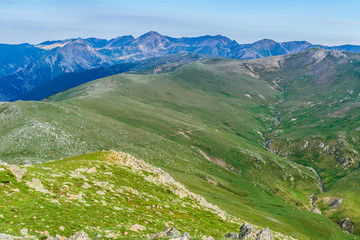 Naklejka premium View from the Peak of Costabona (Catalan Pyrenees, Catalonia, Spain)