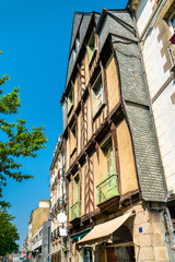 Traditional half-timbered houses in the old town of Rennes, France