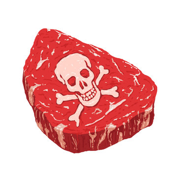 Skull Virus Symbol On Red Meat