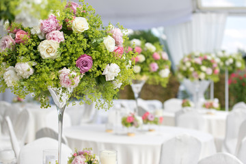 wedding table with flowers
