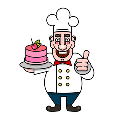 Chef Cook Serving Food Realistic Cartoon Character Design