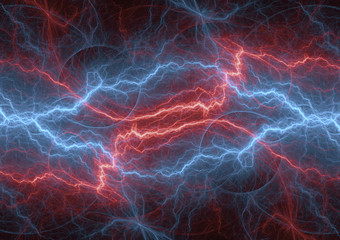 Fire and ice fractal lightning, abstract electrical background
