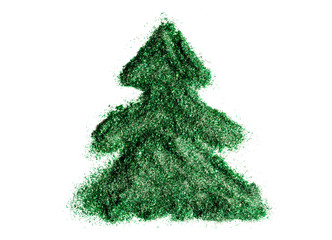 Christmas tree of green sequins. Element for festive design.