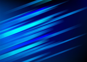 Abstract blue background with light diagonal lines. Speed motion design. Dynamic sport texture. Technology stream vector illustration. © zaie
