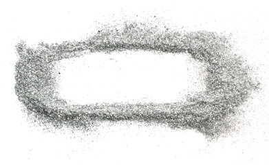 Frame for text from silver sequins. Design for festive decoration.