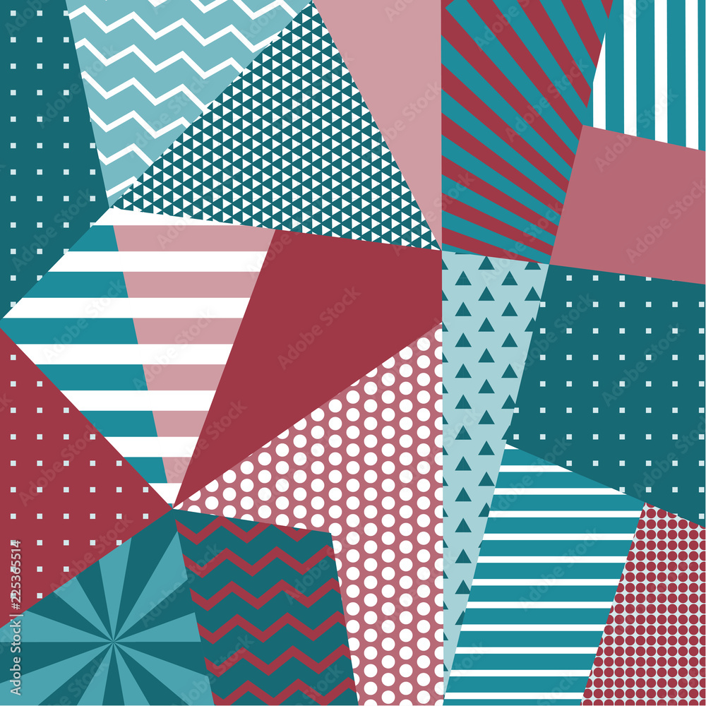 Poster colorful trendy geometric flat elements of pattern memphis. pop art style texture. modern abstract d