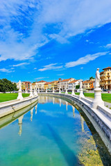 Fototapeta na wymiar The piazza of Prato della Valle in Padua, Italy. The piazza is the biggest square in Europe with the area of 90 thousand square meters.