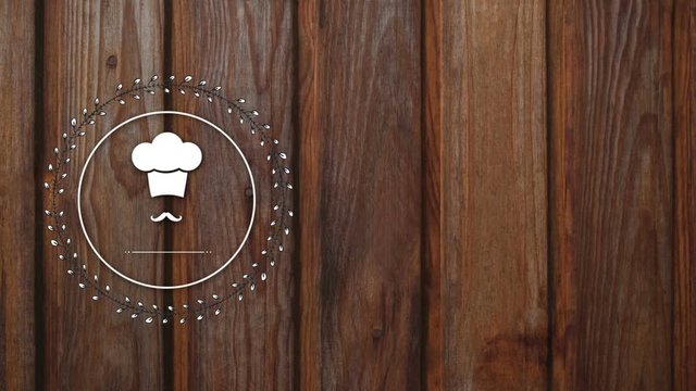 Vector icon of chef hat with mustache 4k