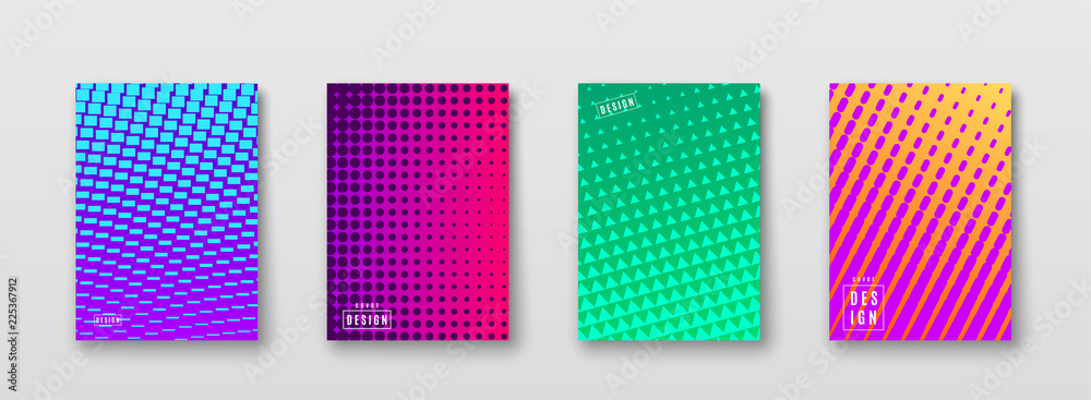 Poster abstract background with color elements halftone texture. bright geometric gradient pattern poster d