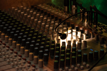 Obraz premium Buttons of sound mixer board