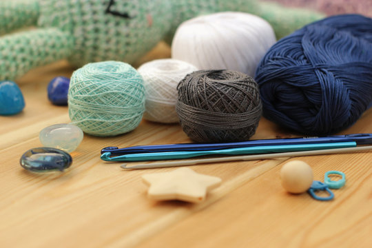 shedes of blue crocher balls