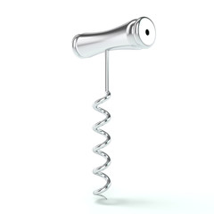 Corkscrew isolated on white background. 3D