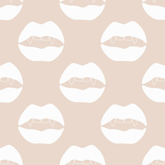 seamless abstract pattern with mouth, female lips, vampire teeth