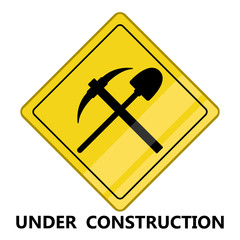 Under construction transit signal. Shovel silhouette. Vector illustration design
