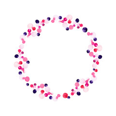 Hand drawn bright colorful watercolor flower wreath illustration