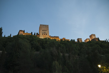 Alhambra bei Nacht, Granada, Andalusien, Spanien