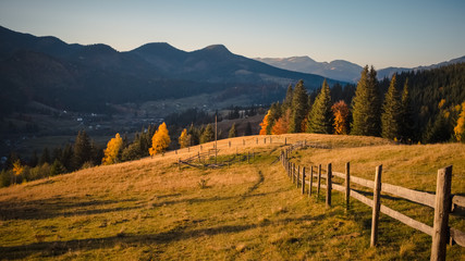 morning in the mountains in autumn