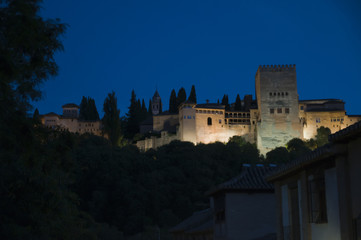 Alhambra bei Nacht, Granada, Andalusien, Spanien