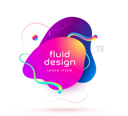 Organic design of liquid color abstract geometric shapes. Fluid gradient elements for minimal banner, logo, social post. Futuristic trendy dynamic elements. Abstract background. Eps10 vector.