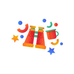 Binoculars, camping, summer travel equipment vector Illustration on a white background