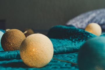 Christmas Decoration Light Balls Laying on Mattress