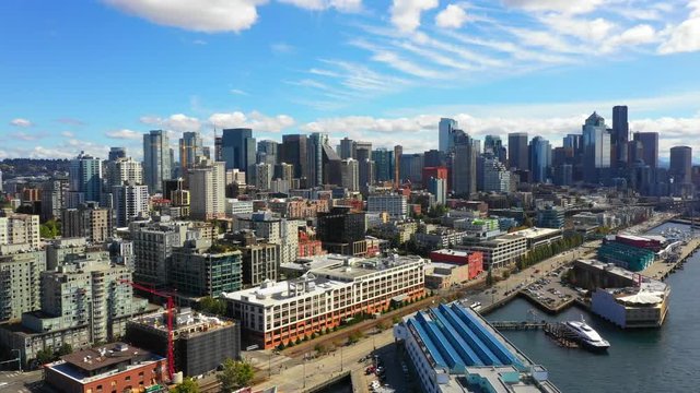 Aerial approach Seattle 4k