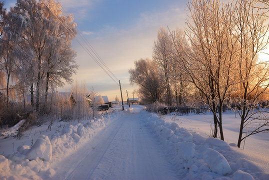 Russian countryside in winter time