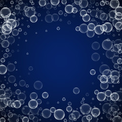 Random soap bubbles abstract background. Blowing b