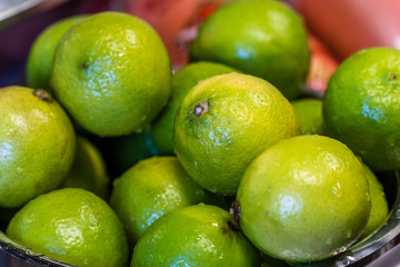 Freshly Washed Limes in the Bowl